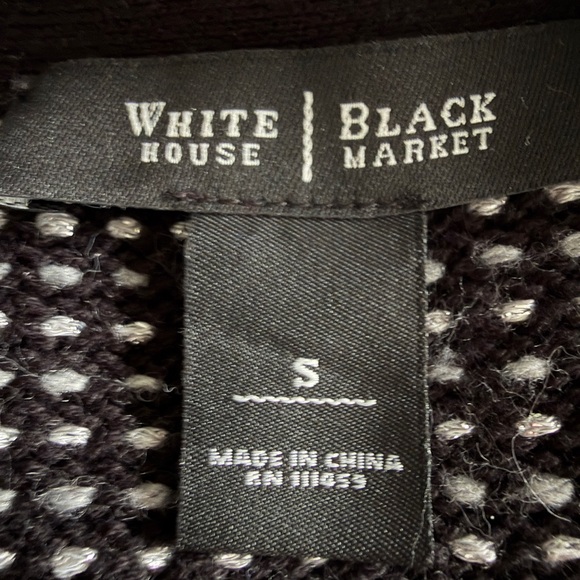 White House Black Market Textured Knit Open Front Jacket Black White Size S - Picture 2 of 16